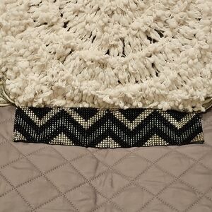 Express Black Bluey Grey and Clear Beaded Chevron Belt